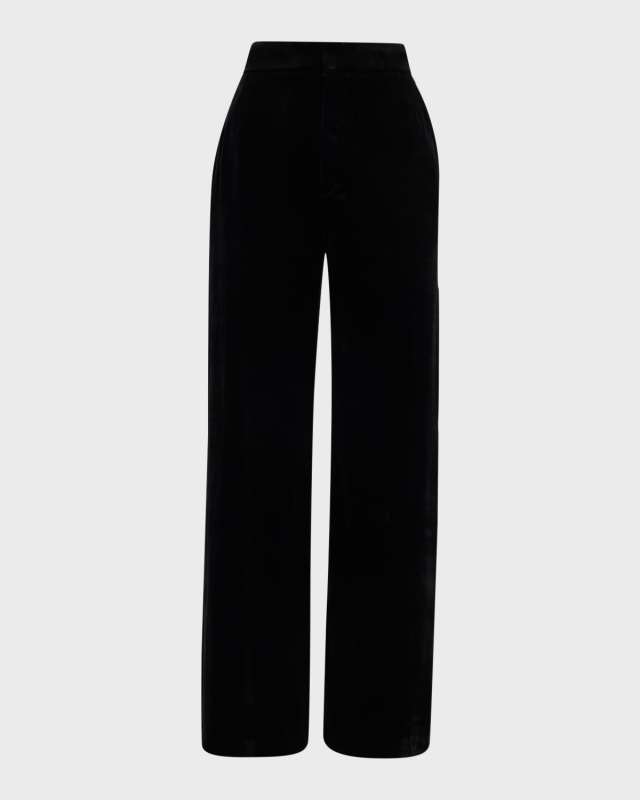 x Atelier Jolie Mid-Rise Velvet Straight-Leg Trousers